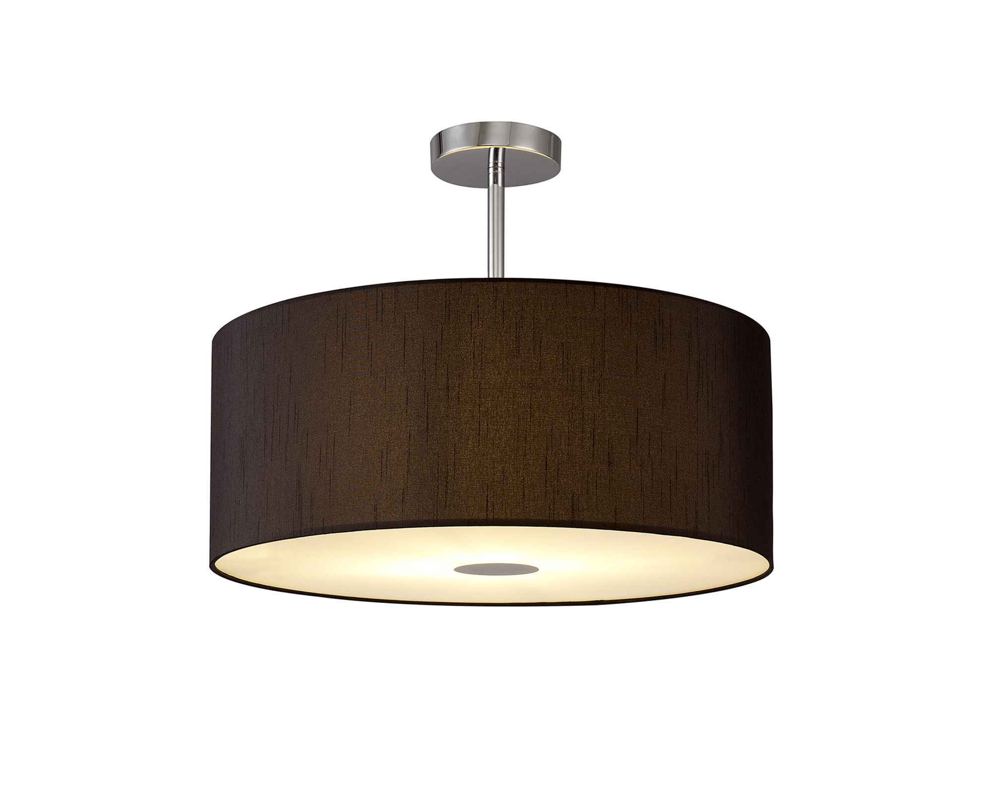 DK0109  Baymont 50cm Semi Flush 1 Light Polished Chrome, Black, Frosted Diffuser